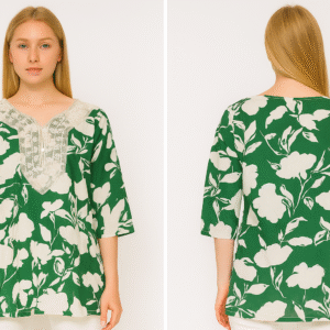 Elegant Green Floral TOP