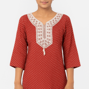 Designer Top in Red Polka Dot