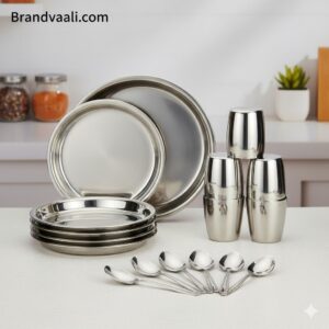 Festive 21-Piece Stainless Steel Dining Set: Everyday Elegance & Durability