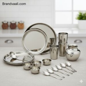 Grand 30-Piece Stainless Steel Family Dining Set: Complete & Elegant
