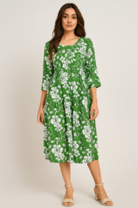 Summer Bloom Flared Floral Midi Dress: Effortless Everyday Style