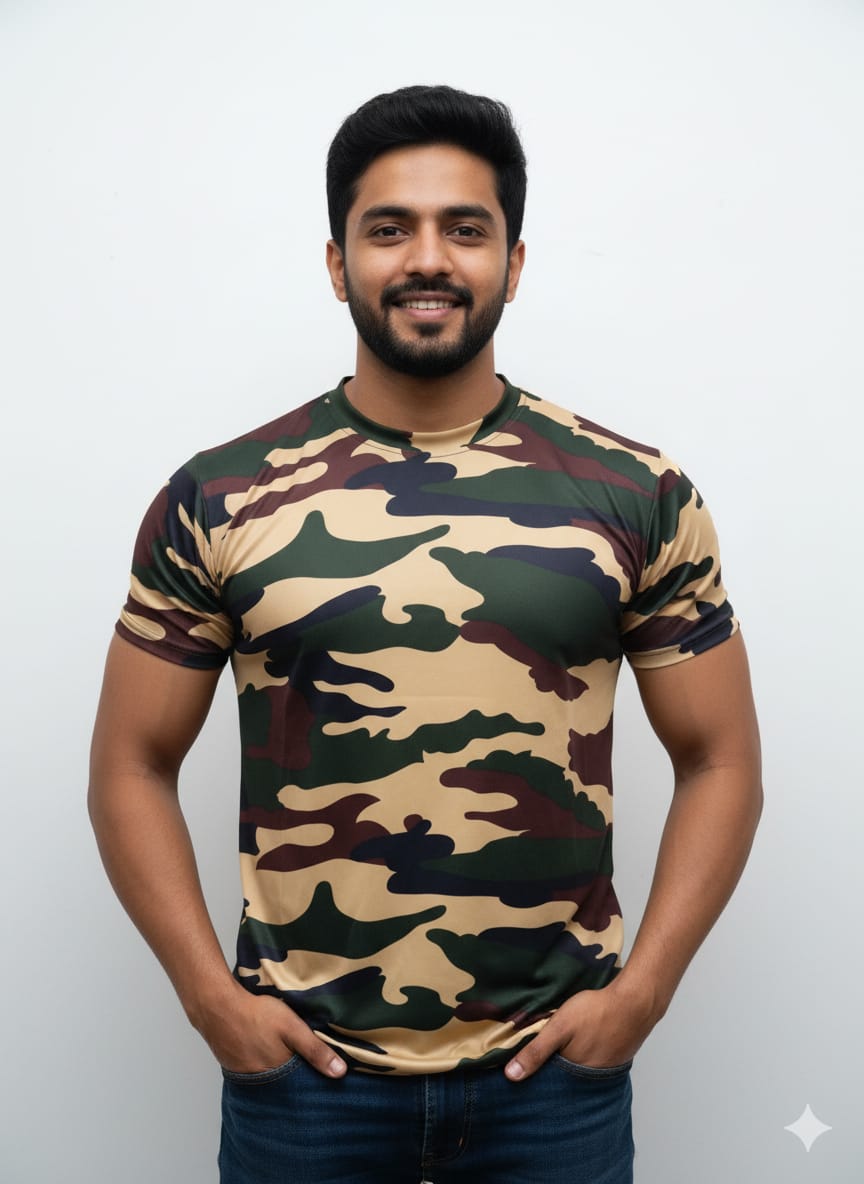 Men's Round Neck Army T-Shirt