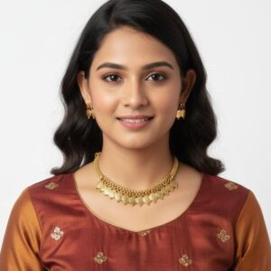 Traditional Gold-Toned Kasu Mala Short Necklace Set