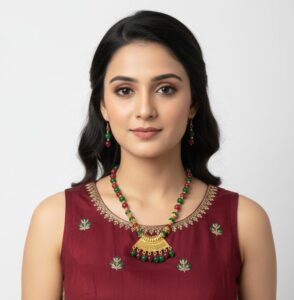 Traditional Dual-Tone Beaded Short Necklace Set