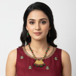 Traditional Dual-Tone Beaded Short Necklace Set